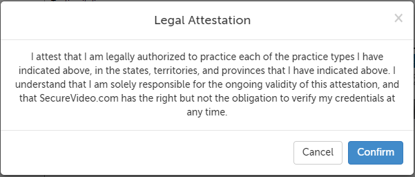 Screencap showing legal attestation