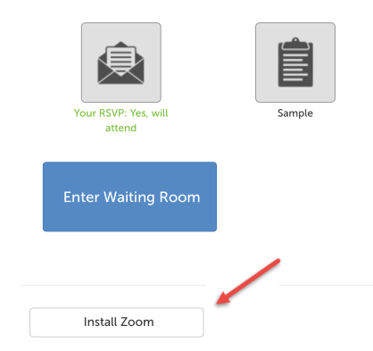 Install Zoom button on the waiting room page