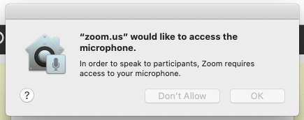 "zoom.us" would like to access the microphone"
